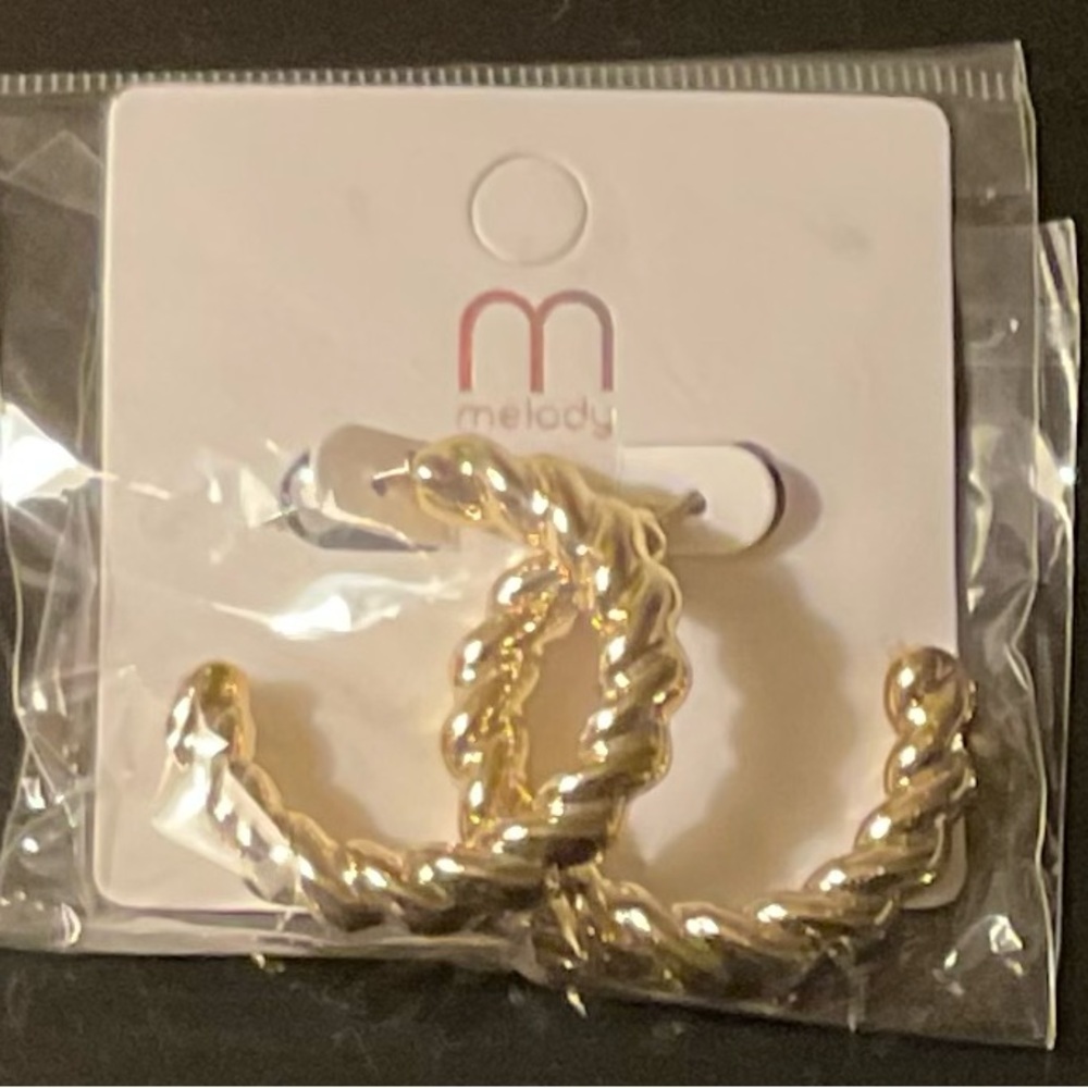 Gold Twisted Hoop Earrings by Melody
